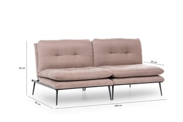 Mezonzo 3-seter Rektangulær Knappet Sovesofa i Fløyel med Metallben - Brun - Møbler - Sofaer - Sovesofaer