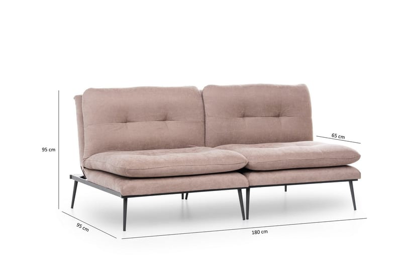 Mezonzo 3-seter Rektangulær Knappet Sovesofa i Fløyel med Metallben - Brun - Møbler - Sofaer - Sovesofaer