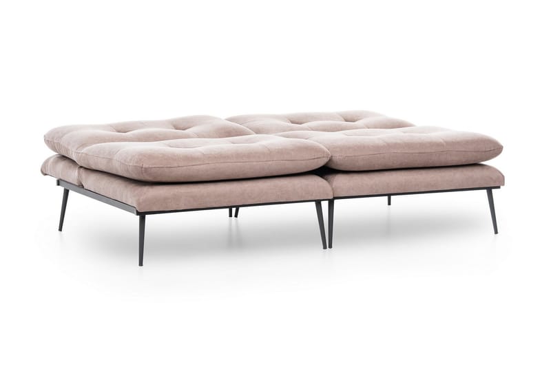 Mezonzo 3-seter Rektangulær Knappet Sovesofa i Fløyel med Metallben - Brun - Møbler - Sofaer - Sovesofaer