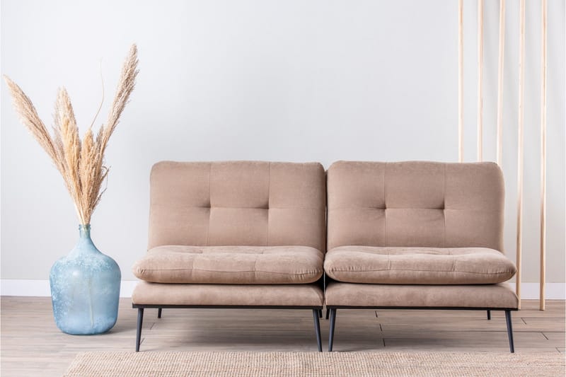 Mezonzo 3-seter Rektangulær Knappet Sovesofa i Fløyel med Metallben - Brun - Møbler - Sofaer - Sovesofaer