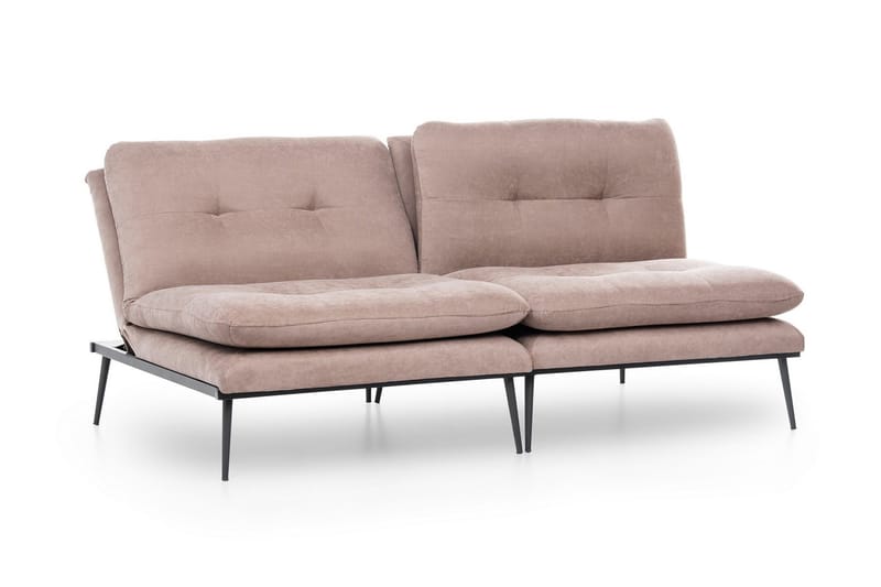 Mezonzo 3-seter Rektangulær Knappet Sovesofa i Fløyel med Metallben - Brun - Møbler - Sofaer - Sovesofaer