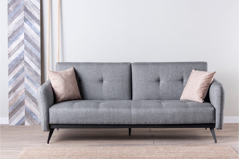 Mezonzo 3-seter Rektangulær Sovesofa 125x190 cm i Stoff - Grå - Møbler - Sofaer - Sovesofaer
