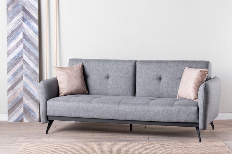 Mezonzo 3-seter Rektangulær Sovesofa 125x190 cm i Stoff - Grå - Møbler - Sofaer - Sovesofaer