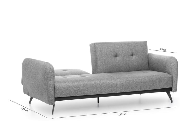 Mezonzo 3-seter Rektangulær Sovesofa 125x190 cm i Stoff - Grå - Møbler - Sofaer - Sovesofaer