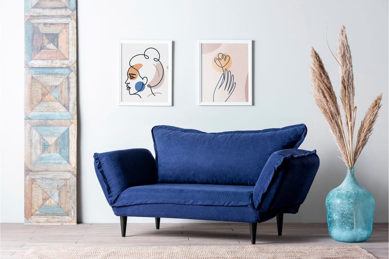 Mezonzo 3-seter Rektangulær Sovesofa 50x190 cm i Stoff - Blå - Møbler - Sofaer - Sovesofaer