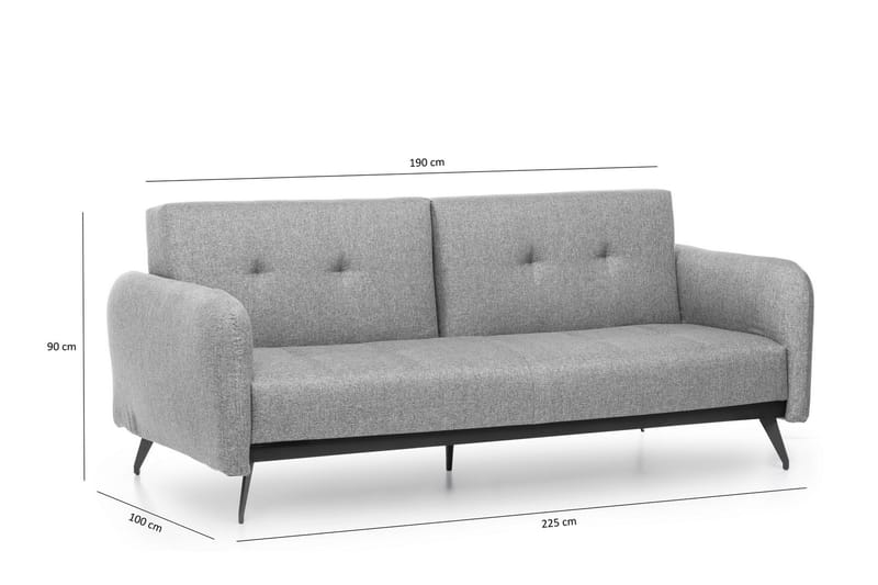 Mezonzo 3-seter Sovesofa - Grå - Møbler - Sofaer - Sovesofaer