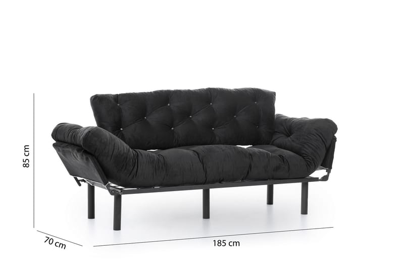 Mezonzo 3-seter Sovesofa - Svart - Møbler - Sofaer - Sovesofaer