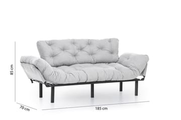 Mezonzo 3-seter Sovesofa Utfellbar 70x225 cm i Stoff - Grå - Møbler - Sofaer - Sovesofaer