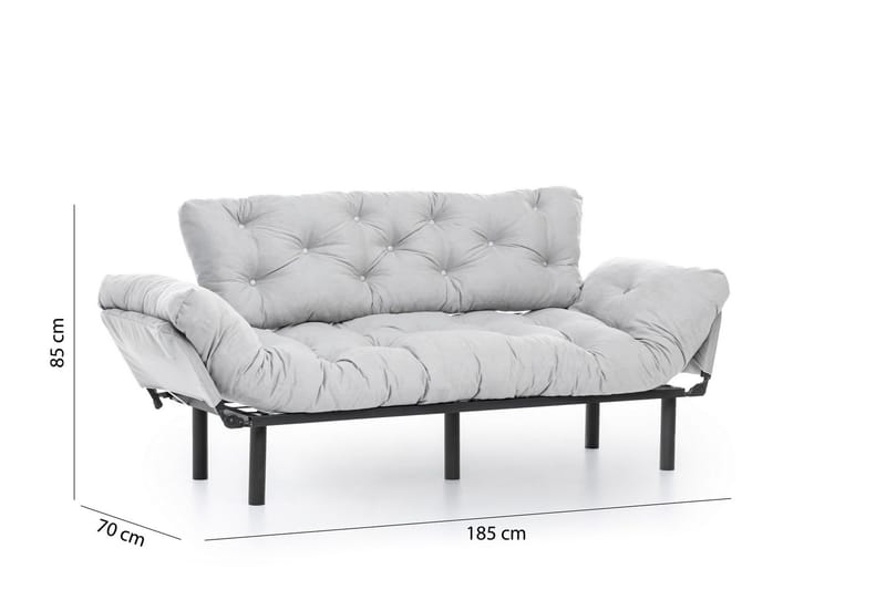 Mezonzo 3-seter Sovesofa Utfellbar 70x225 cm i Stoff - Grå - Møbler - Sofaer - Sovesofaer