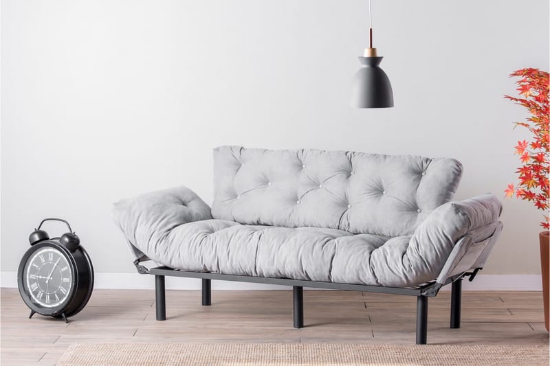 Mezonzo 3-seter Sovesofa Utfellbar 70x225 cm i Stoff - Grå - Møbler - Sofaer - Sovesofaer