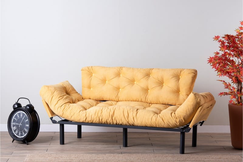 Mezonzo 3-seter Sovesofa Utfellbar 70x225 cm i Stoff - Gul - Møbler - Sofaer - Sovesofaer