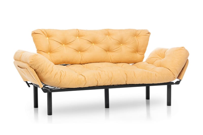 Mezonzo 3-seter Sovesofa Utfellbar 70x225 cm i Stoff - Gul - Møbler - Sofaer - Sovesofaer
