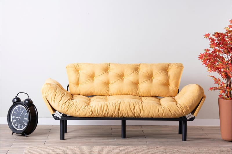 Mezonzo 3-seter Sovesofa Utfellbar 70x225 cm i Stoff - Gul - Møbler - Sofaer - Sovesofaer