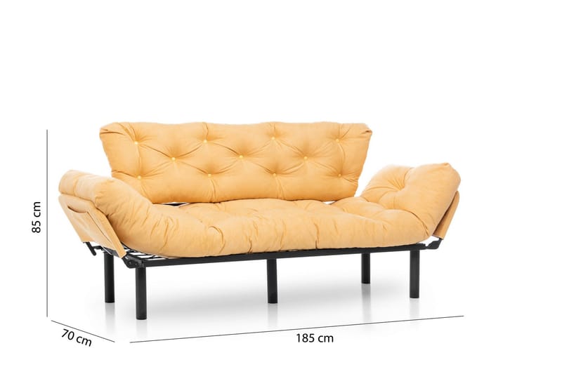 Mezonzo 3-seter Sovesofa Utfellbar 70x225 cm i Stoff - Gul - Møbler - Sofaer - Sovesofaer