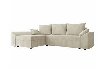 Midfeld 3-seter Hjørnesovesofa 130x200 cm med Oppbevaring i Kordfløyel - Beige - Møbler - Sofaer - Sovesofaer