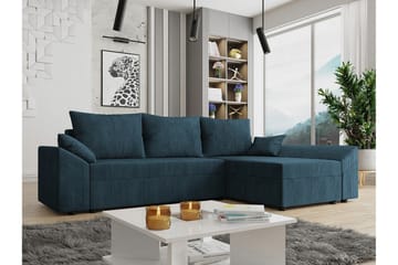 Midfeld 3-seter L-formet Hjørnesovesofa med Oppbevaring i Stoff - Blå - Møbler - Sofaer - Sovesofaer