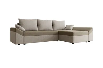 Midfeld 3-seters Høyre L-formet Hjørnesovesofa 130x200 cm med Oppbevaring i Stoff - Beige - Møbler - Sofaer - Sovesofaer