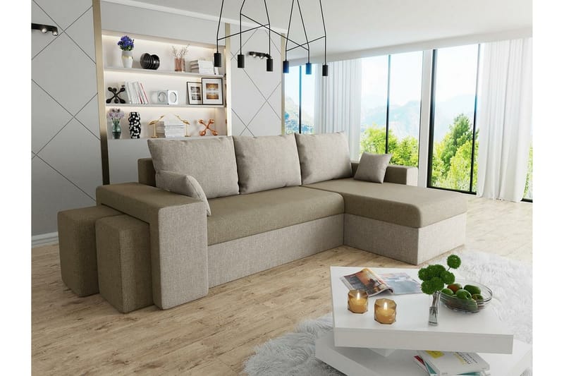 Midfeld 3-seters Hjørnesovesofa - Beige - Møbler - Sofaer - Sovesofaer