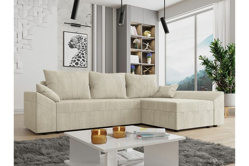 Midfeld 3-seters Hjørnesovesofa - Beige - Møbler - Sofaer - Sovesofaer