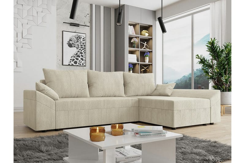 Midfeld 3-seters Hjørnesovesofa - Beige - Sovesofaer - Hjørnesovesofa