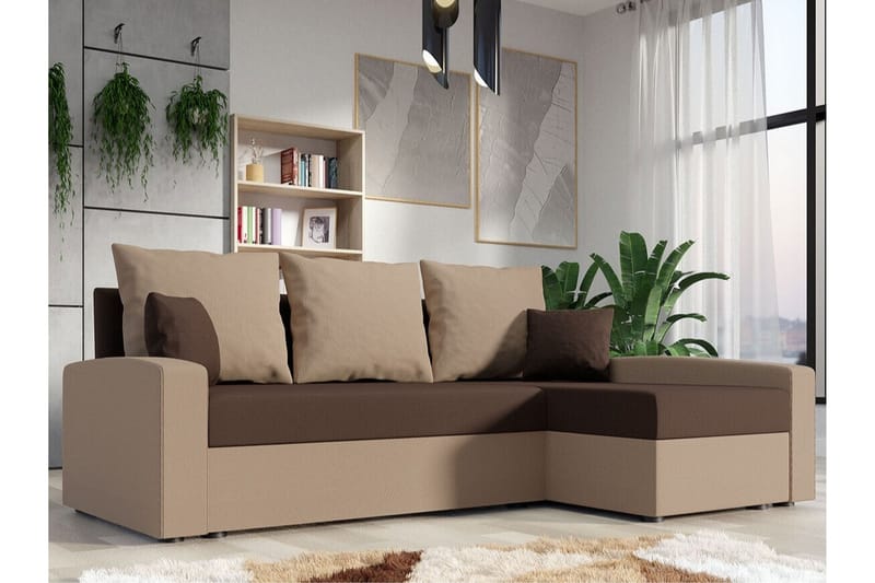 Midfeld 3-seters Hjørnesovesofa - Beige/Brun - Møbler - Sofaer - Sovesofaer