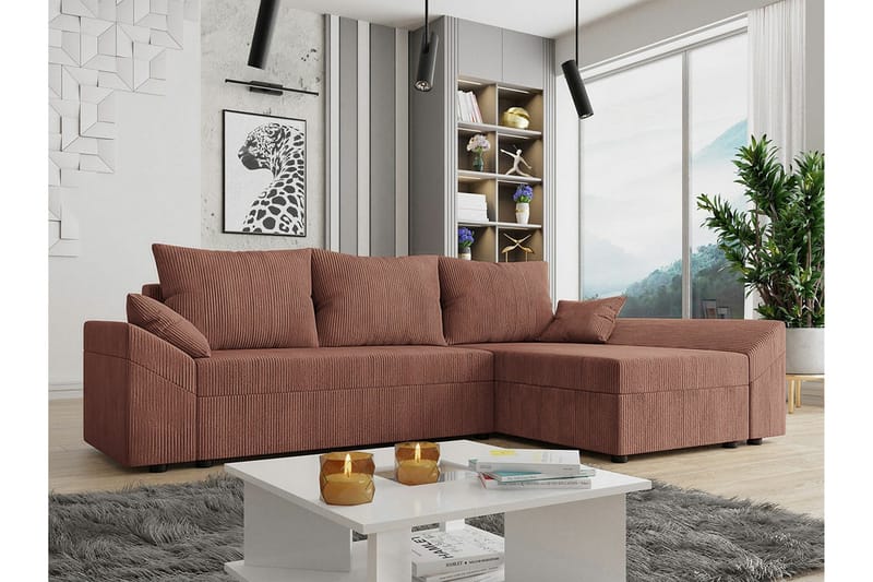 Midfeld 3-seters Hjørnesovesofa - Brun - Møbler - Sofaer - Sovesofaer
