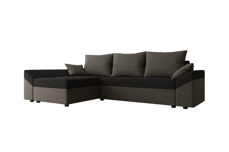 Midfeld 3-seters Hjørnesovesofa - Brun/Svart - Møbler - Sofaer - Sovesofaer