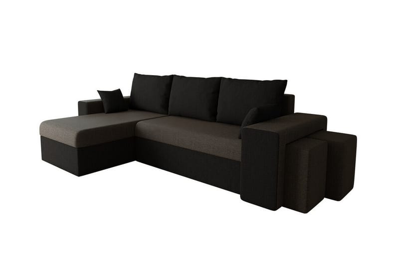 Midfeld 3-seters Hjørnesovesofa - Brun/Svart - Møbler - Sofaer - Sovesofaer