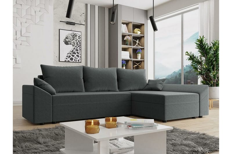 Midfeld 3-seters Hjørnesovesofa - Grå - Møbler - Sofaer - Sovesofaer