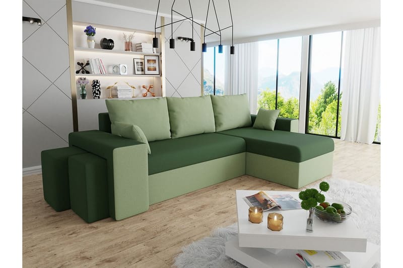 Midfeld 3-seters Hjørnesovesofa - Grøn - Møbler - Sofaer - Sovesofaer