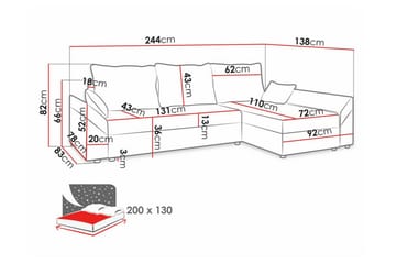 Midfeld 3-seters Hjørnesovesofa - Lysegrå - Møbler - Sofaer - Sovesofaer
