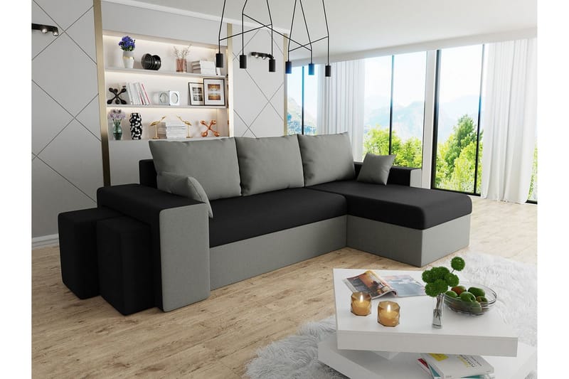 Midfeld 3-seters Hjørnesovesofa - Lysegrå/Mørkegrå - Møbler - Sofaer - Sovesofaer