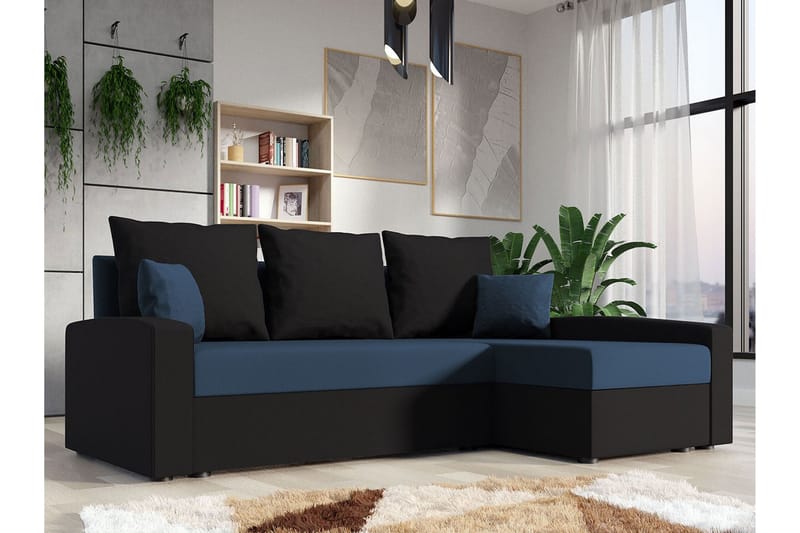 Midfeld 3-seters Hjørnesovesofa - Mørkeblå - Møbler - Sofaer - Sovesofaer