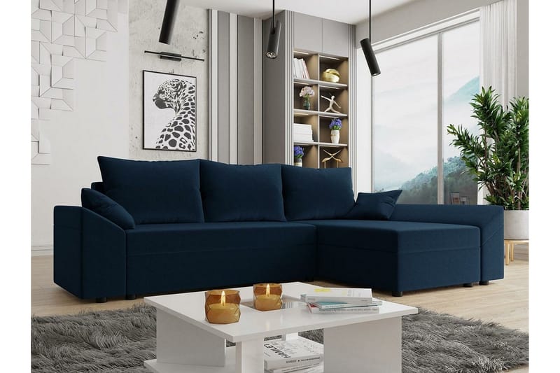 Midfeld 3-seters Hjørnesovesofa - Mørkeblå - Møbler - Sofaer - Sovesofaer