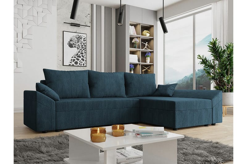Midfeld 3-seters Hjørnesovesofa - Mørkeblå - Møbler - Sofaer - Sovesofaer