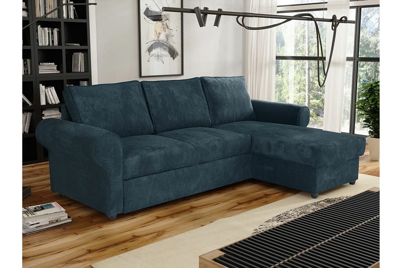 Midfeld 3-seters Hjørnesovesofa - Mørkeblå - Møbler - Sofaer - Sovesofaer