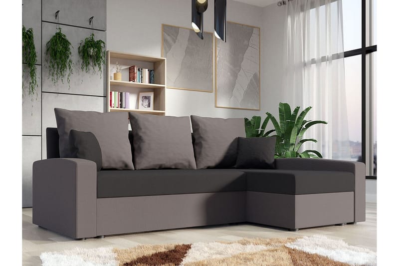 Midfeld 3-seters Hjørnesovesofa - Mørkebrun - Møbler - Sofaer - Sovesofaer