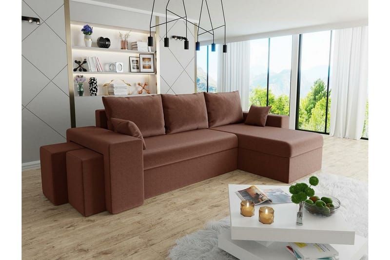 Midfeld 3-seters Hjørnesovesofa - Mørkebrun - Møbler - Sofaer - Sovesofaer