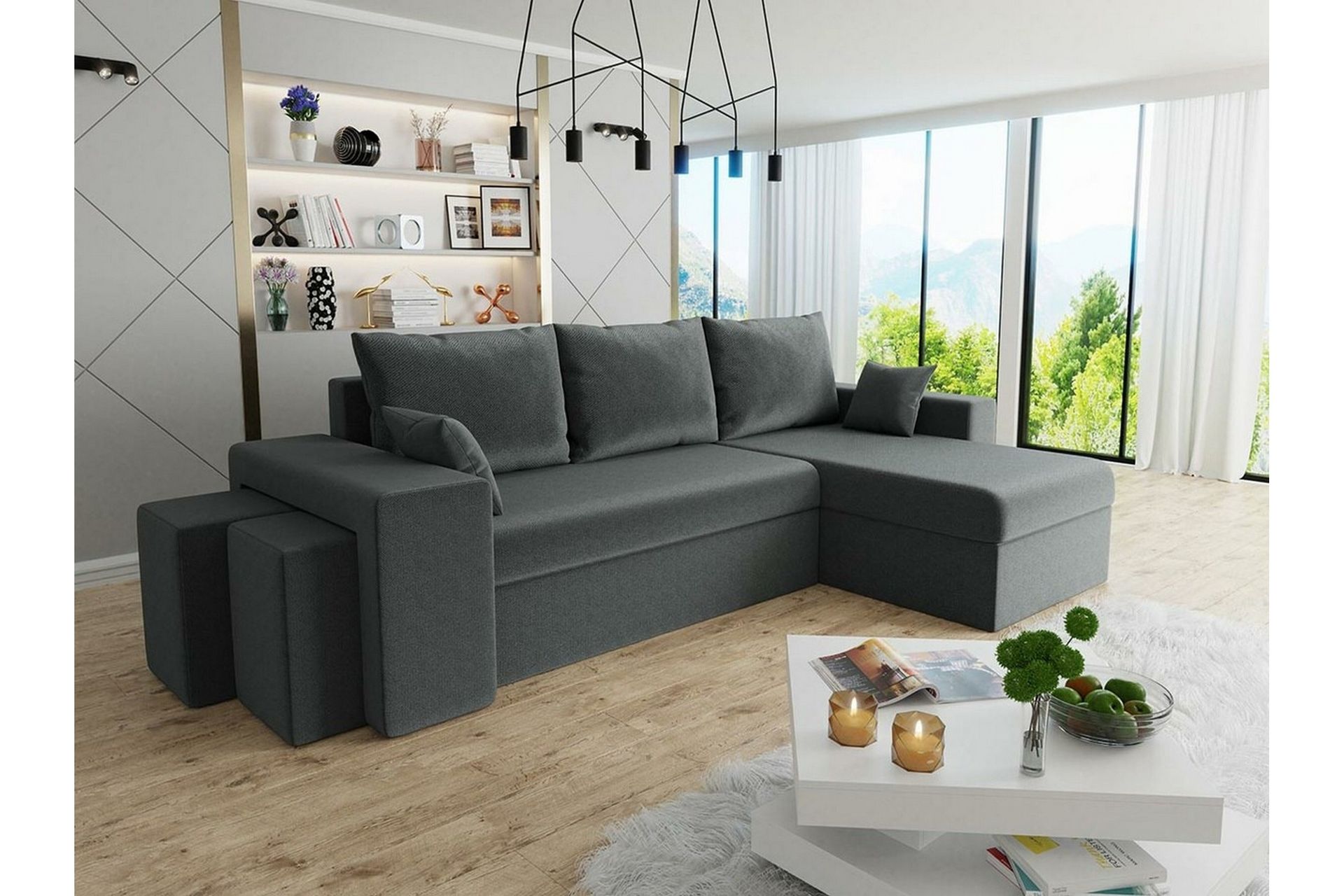 Midfeld 3-seters Hjørnesovesofa - Mørkegrå - Møbler - Sofaer - Sovesofaer