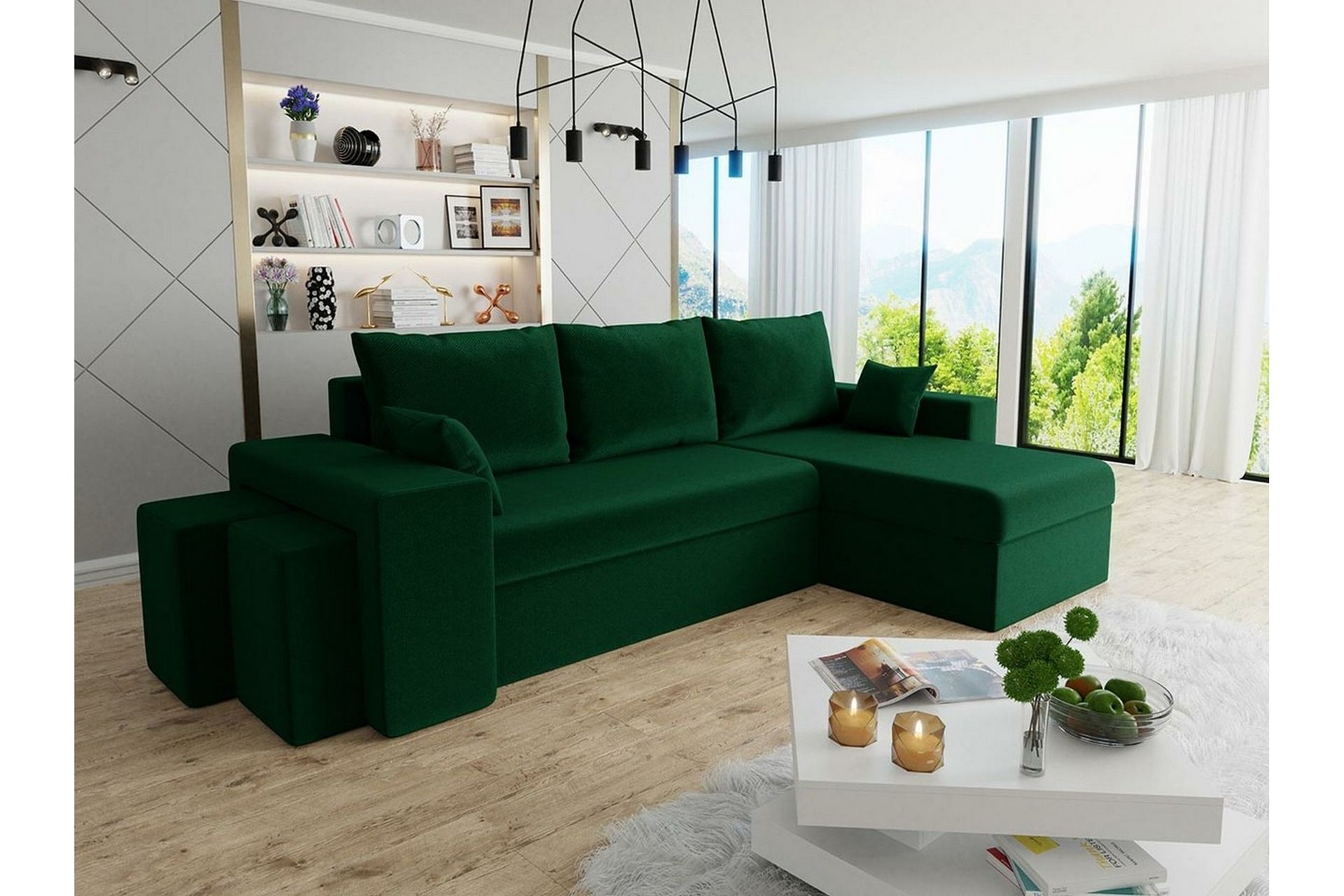 Midfeld 3-seters Hjørnesovesofa - Mørkegrønn - Møbler - Sofaer - Sovesofaer
