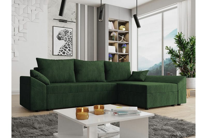 Midfeld 3-seters Hjørnesovesofa - Mørkegrønn - Møbler - Sofaer - Sovesofaer