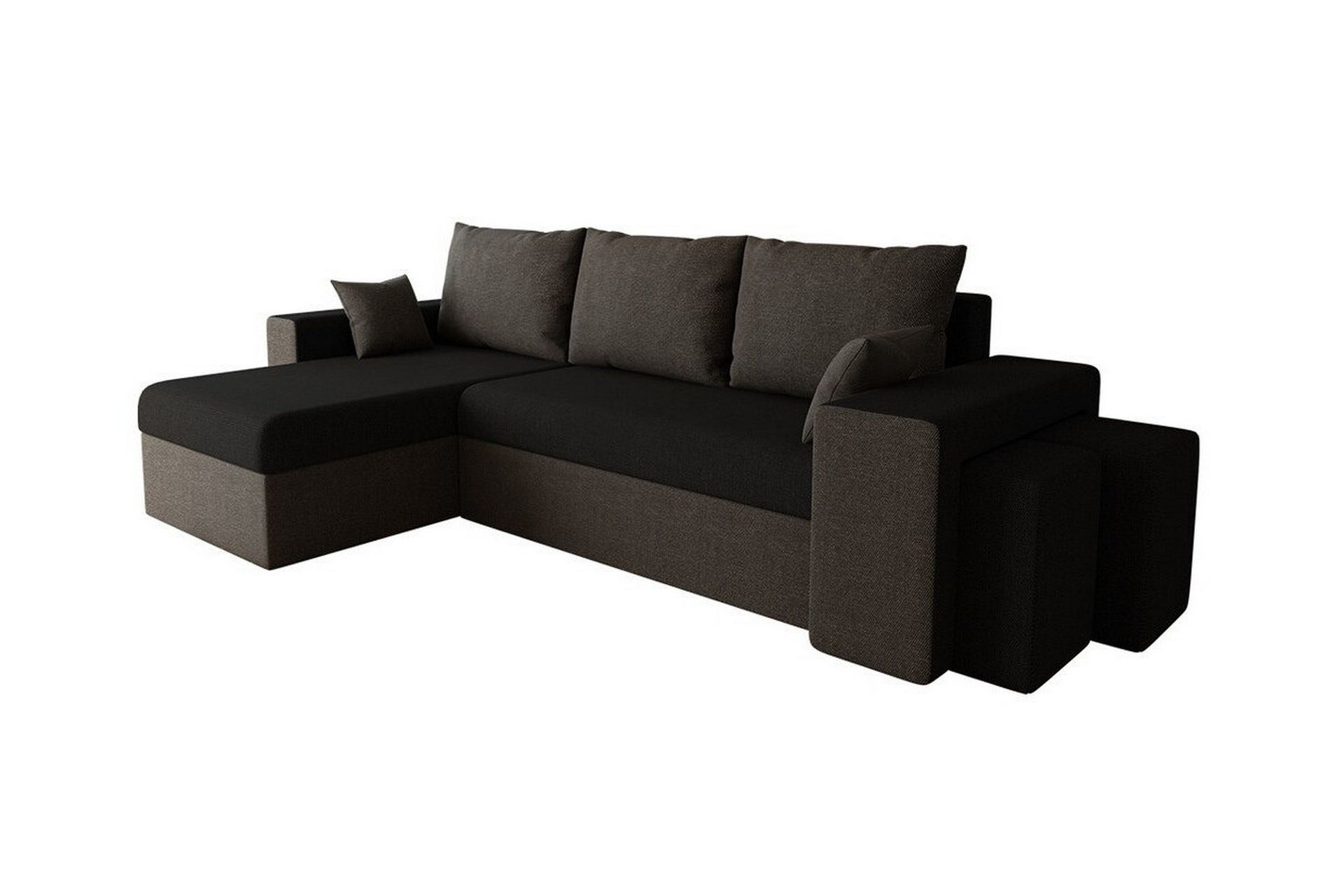 Midfeld 3-seters Hjørnesovesofa - Mörkbrun/Svart - Møbler - Sofaer - Sovesofaer