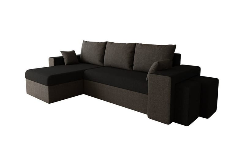 Midfeld 3-seters Hjørnesovesofa - Mörkbrun/Svart - Møbler - Sofaer - Sovesofaer