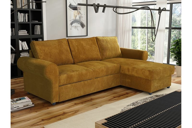 Midfeld 3-seters Hjørnesovesofa - Sennepsgul - Møbler - Sofaer - Sovesofaer