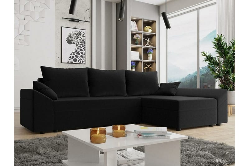 Midfeld 3-seters Hjørnesovesofa - Svart - Møbler - Sofaer - Sovesofaer