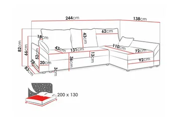 Midfeld 3-seters hjørnesovesofa - Møbler - Sofaer - Sovesofaer