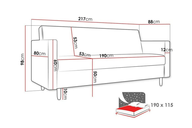 Midfeld 3-seters Sovesofa - Beige - Sovesofaer - 3 seters sovesofa