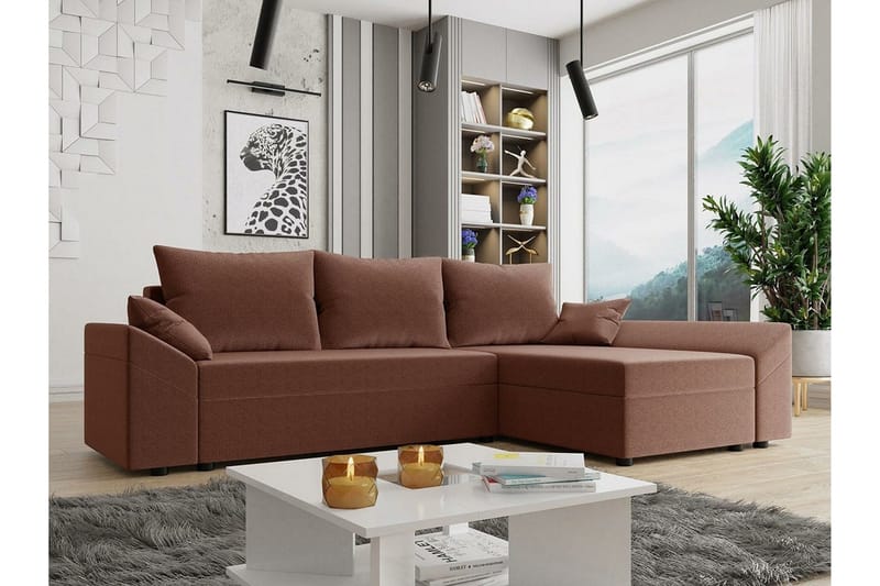 Midfeld 3-sits Hörnbäddsoffa NO_BRAND Brown - Møbler - Sofaer - Sovesofaer