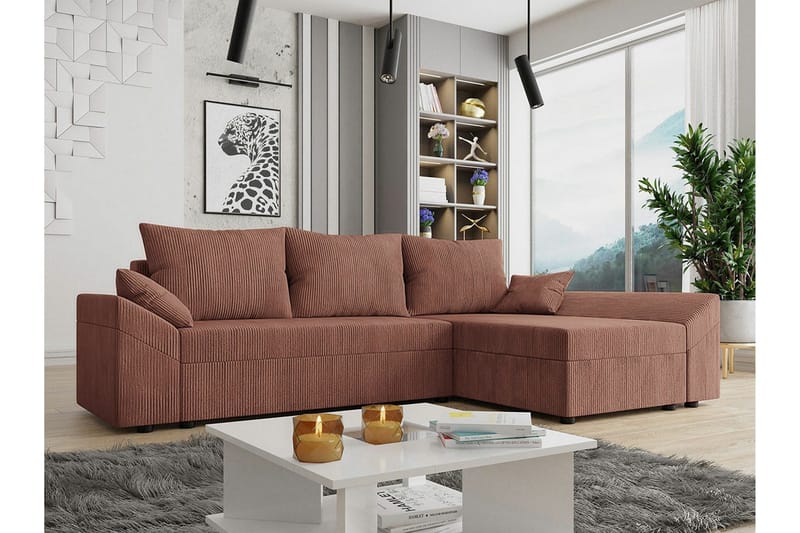 Midfeld 3-sits Hörnbäddsoffa NO_BRAND Brown - Møbler - Sofaer - Sovesofaer