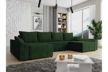 Midfeld 4-seter Hjørnesovesofa 130x268 cm med Oppbevaring i Kordfløyel - Grønn - Møbler - Sofaer - Sovesofaer